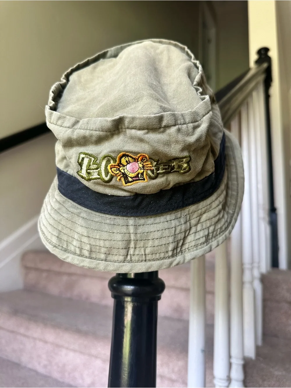 Kids Khaki Bucket Hat with Embroidered Tigger Patch